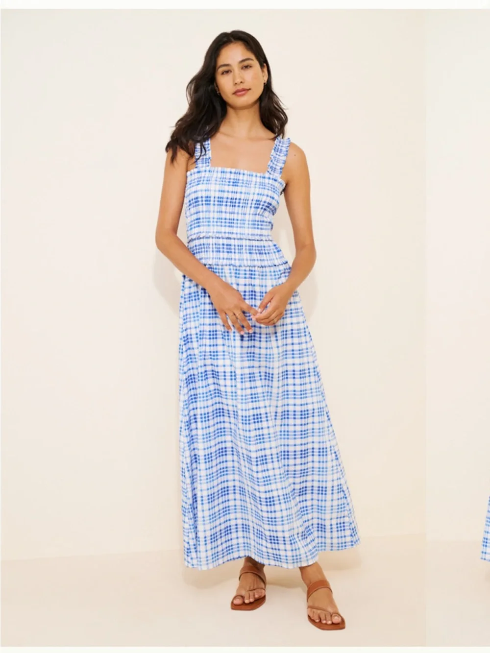 Hill House Home Azalea Maxi Nap Dress Blue Watercolor Gingham XXS - Picture 1 of 14